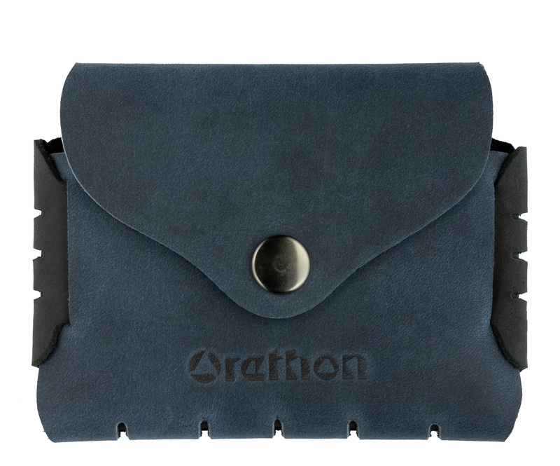 Blue Handmade Leather Minimalist Snap Wallet