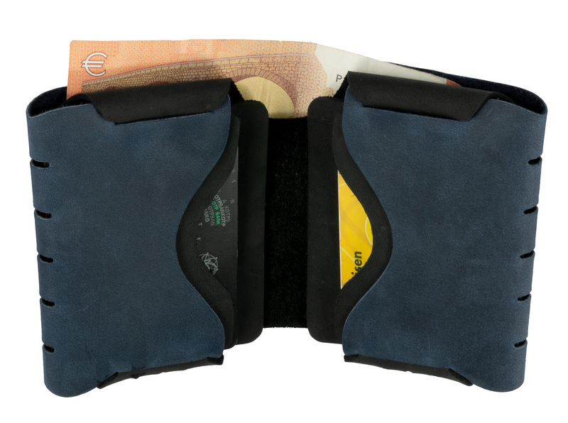 Blue Handmade Leather Bifold Wallet