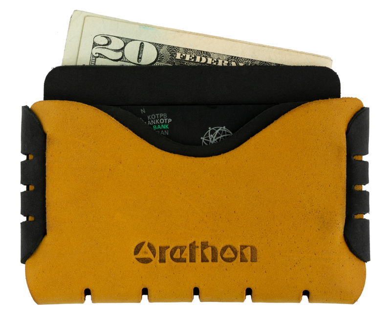 Yellow Handmade Leather Minimalist Wallet - US